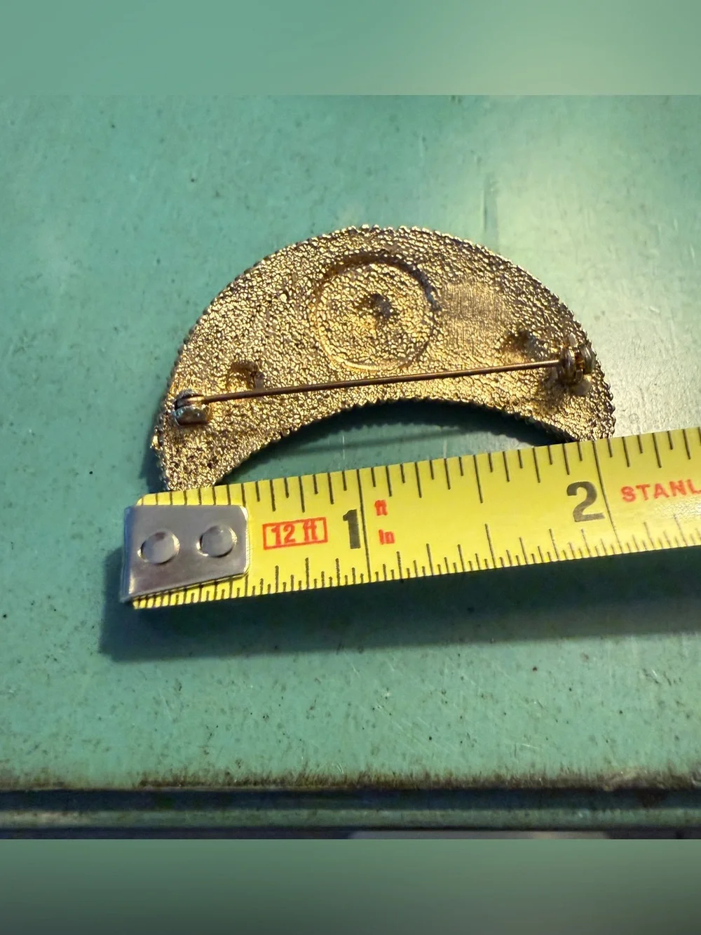 Celestial moon gold Tone brooch